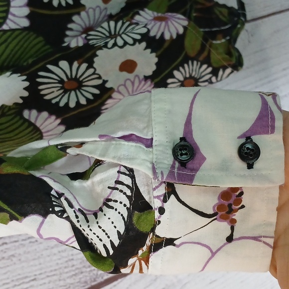 Maje Anthropologie 70's Floral Print Shirt button down blouse size small (1) - Picture 6 of 12
